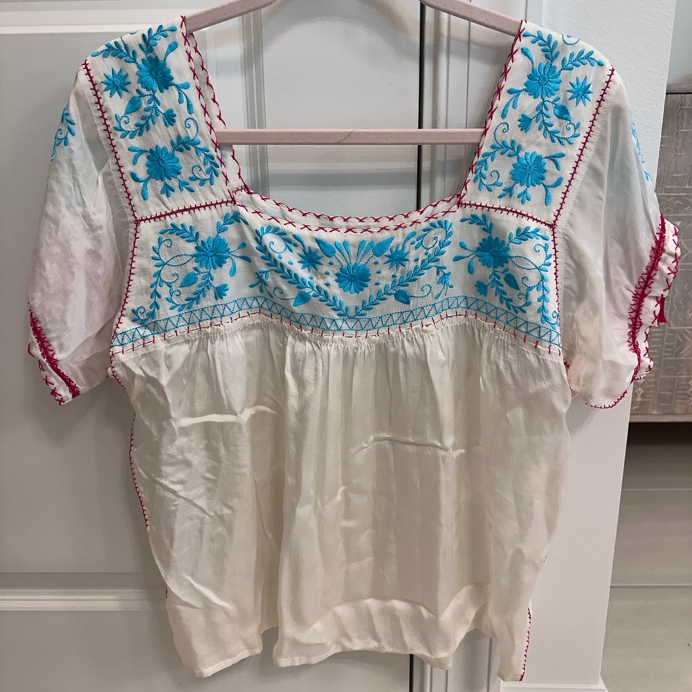 Bell by Alicia Bell | Embroidered Silk Top